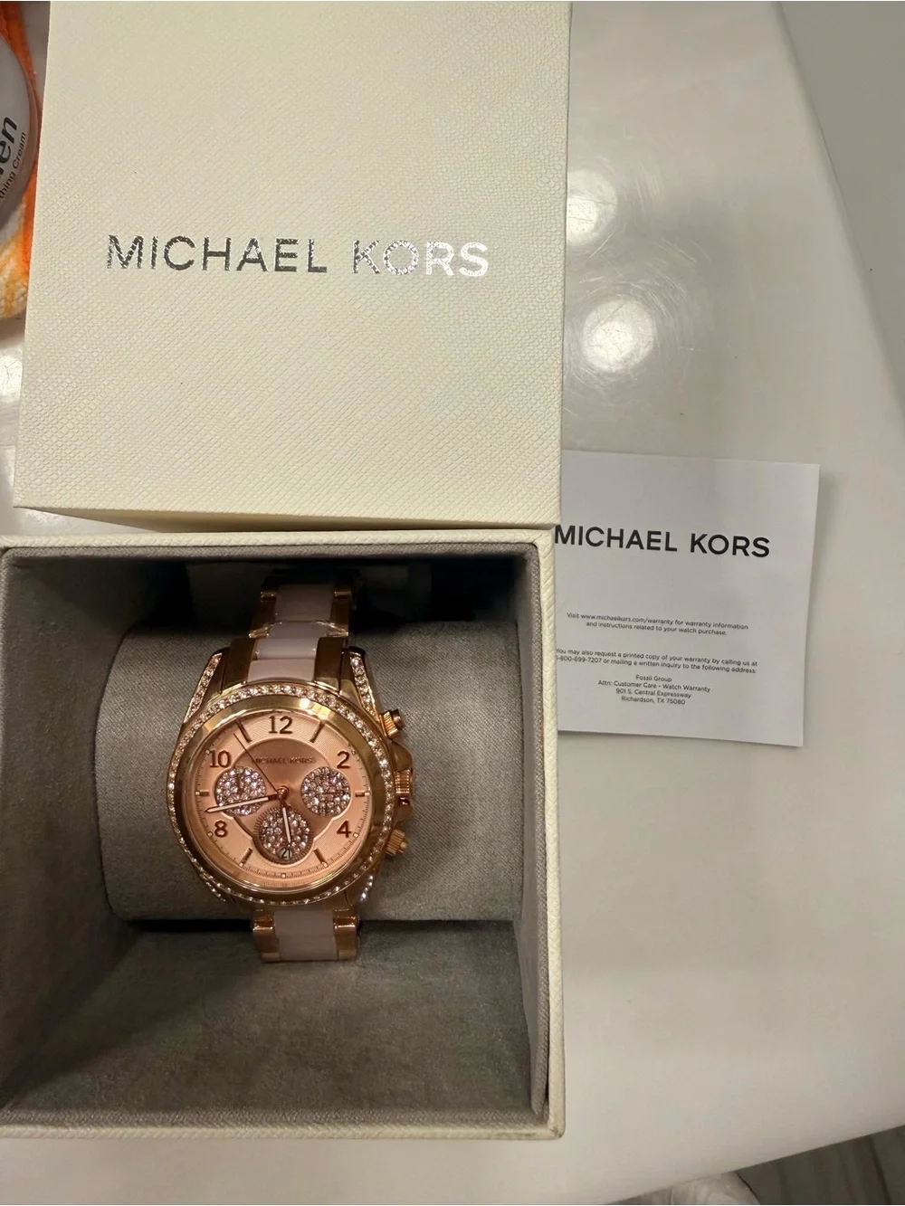 Michael Kors Rose Gold Watch with Blush Accents and Crystal Dial 39mm